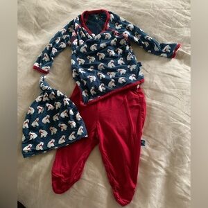 Kickee Pants Polar Bear Pajama Set - Blue and Red